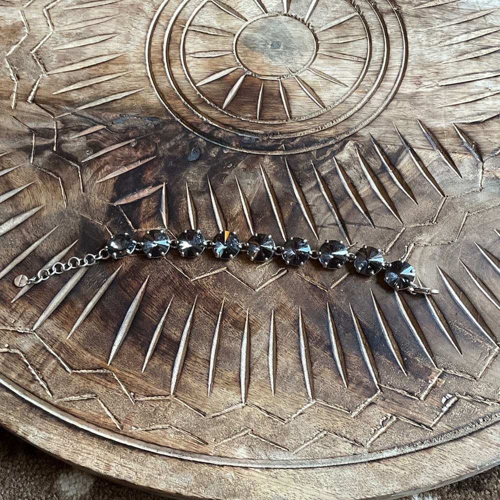 Stella & Dot Smoky Crystal Link Bracelet in Gray Silver
